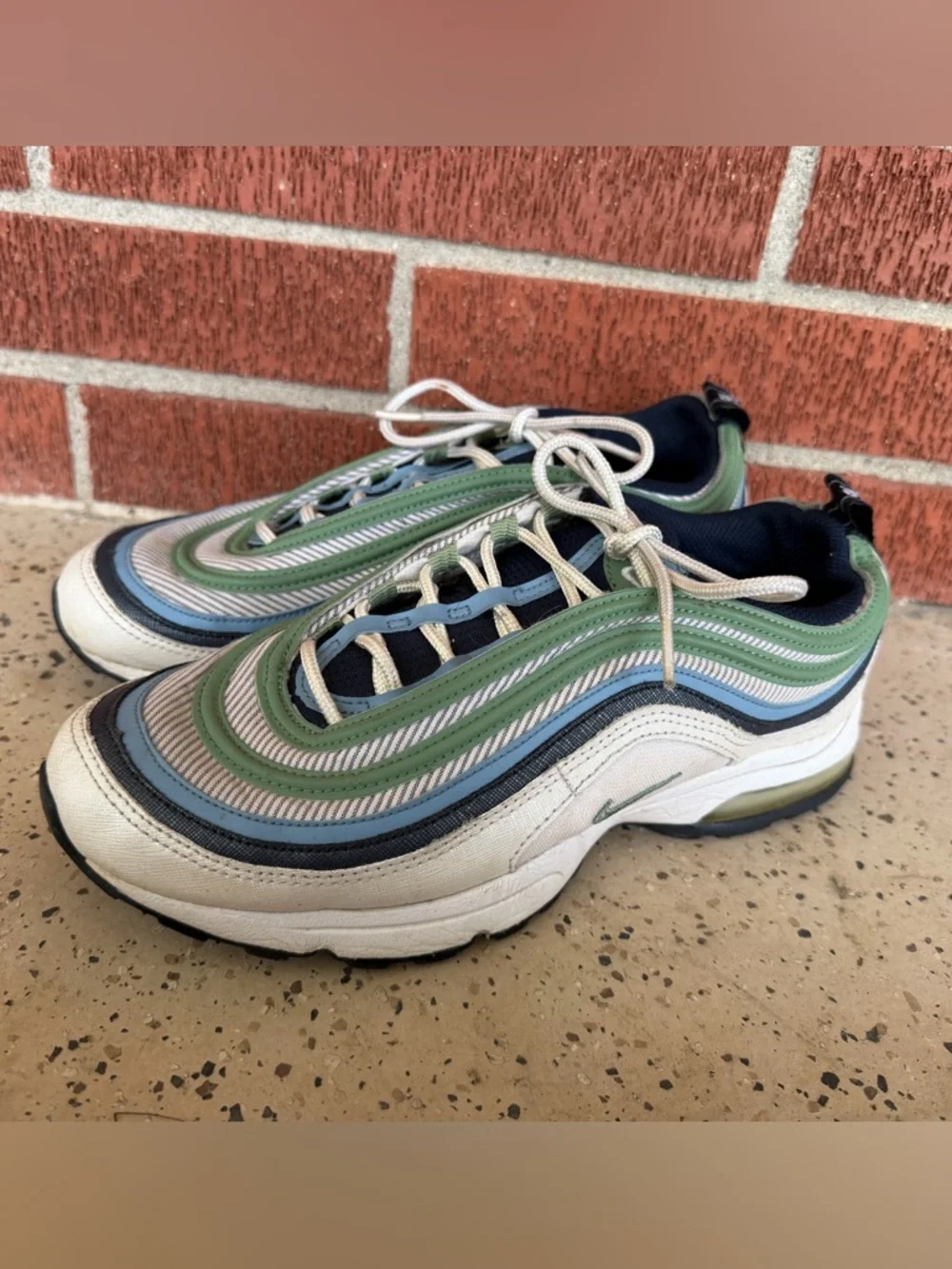 2008 Nike Air Max 97 Womens Size 8.5 green blue grey color sneaker shoes‎